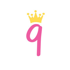 Ninth Birthday SVG, nine SVG File, Baby Girl, Crown, Number svg, Cutting File, PNG, Cricut, Silhouette, Cut Files, Number nine, nine Year Old, Svg Files for Cricut