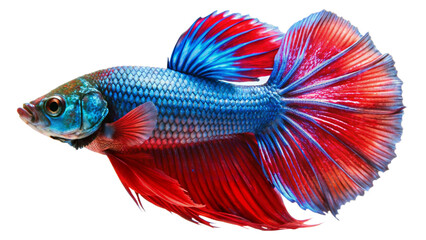 Fototapeta premium Capture the moving moment of Siamese fighting fish isolated on White background.