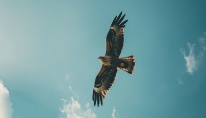 Obraz premium Mesmerizing Sight: Black Eared Kite Soaring Over Akashi, Japan in April 2023