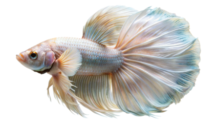Capture the moving moment of Siamese fighting fish isolated on White background.