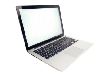 Computer with Blank Display Isolated on Transparent Background