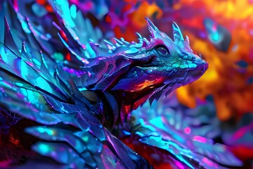 The crystal lizard sparkles with vibrant, iridescent colors, dazzling beautifully.