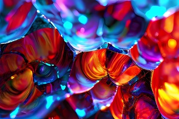 A radiant crystal background gleams with vibrant, mesmerizing rainbow hues.
