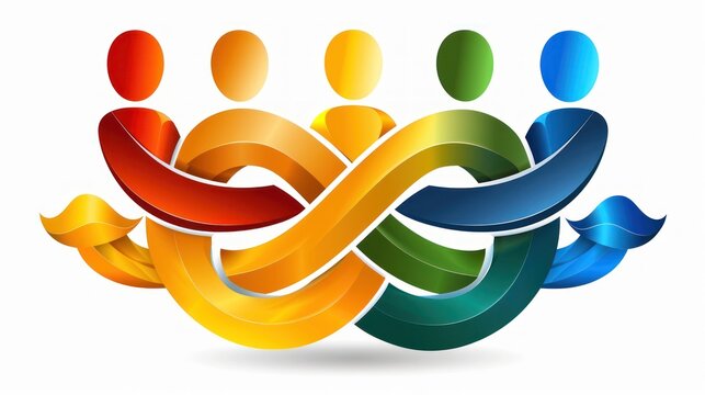 Diversity, equity and inclusion concept. DEIB. Colorful Interlocking People Logo Design