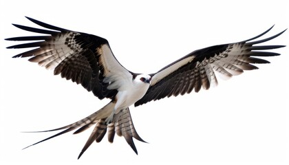 Obraz premium A Majestic Solo Flight: The Swallow-Tail Kite in Isolated Close-up