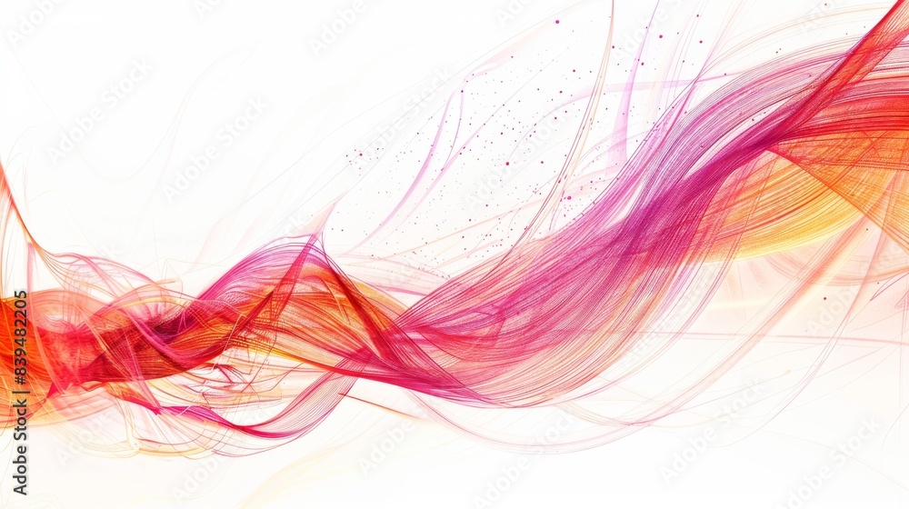 Poster abstract and dynamic energy fibers in motion on a white background