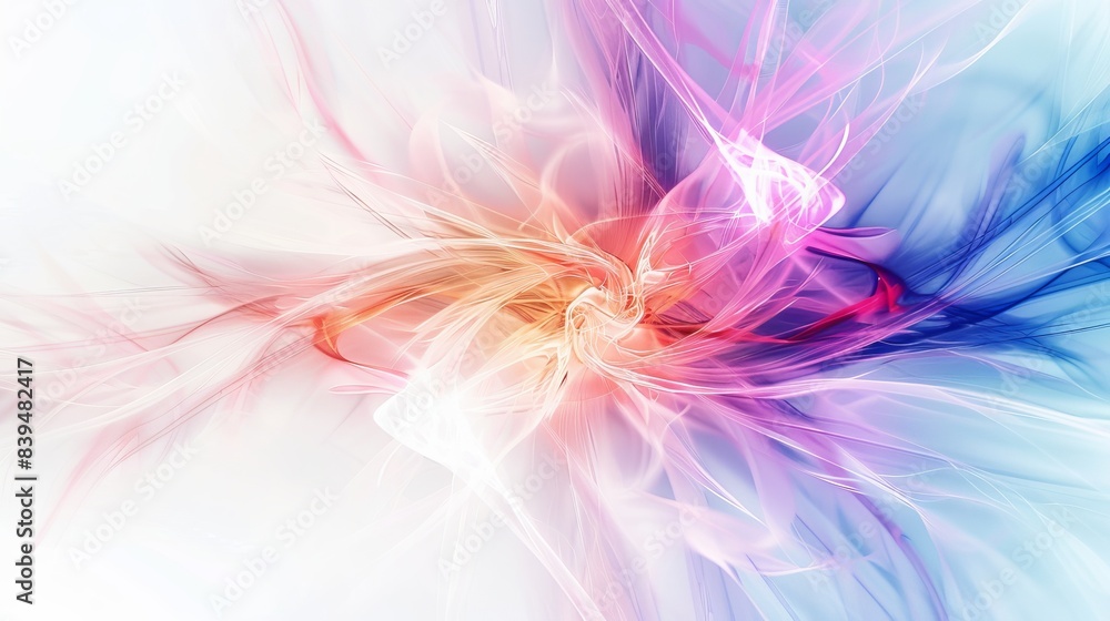 Poster abstract energy fibers forming a wave pattern on a white background