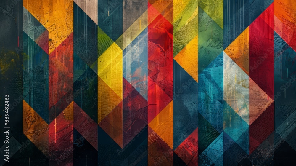 Poster geometric abstraction patterns with precise shapes and angles.