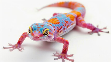 colorful gecko isolated on white 