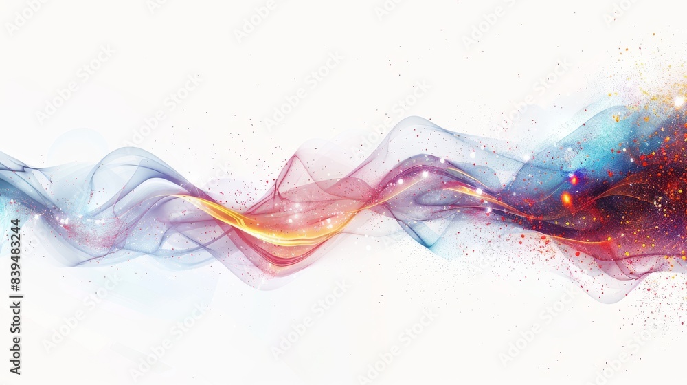 Poster dynamic and colorful energy swirls with depth on a white background