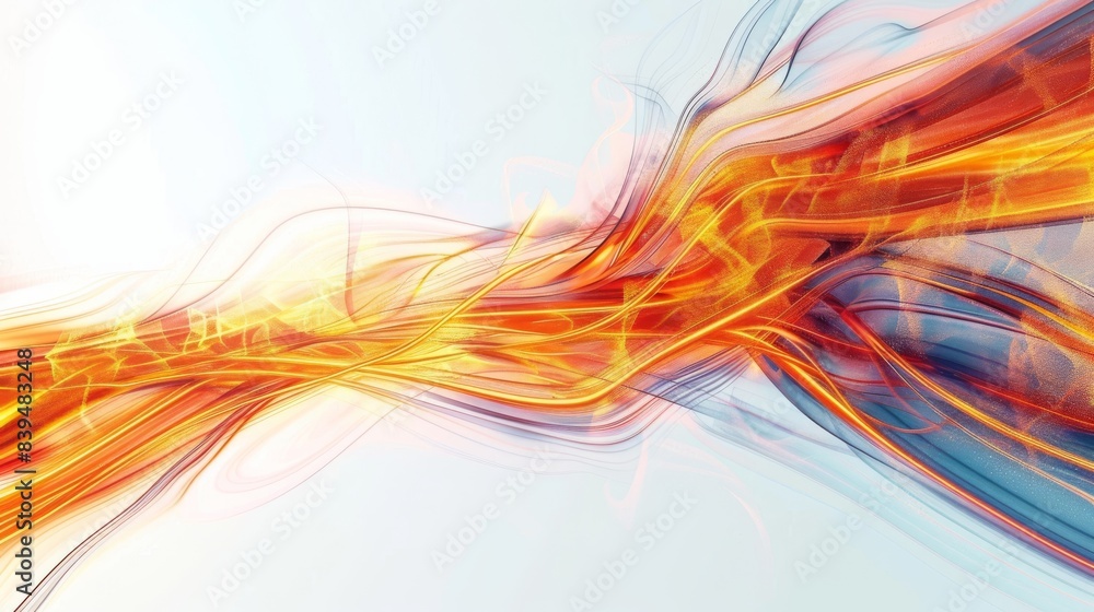 Poster dynamic and colorful energy swirls with depth on a white background
