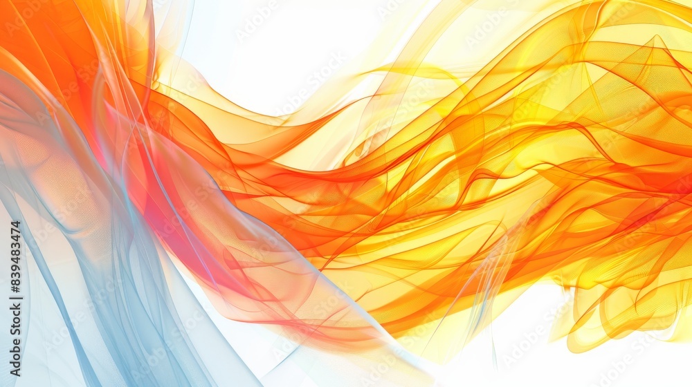 Poster dynamic light and energy creating abstract forms on a white background