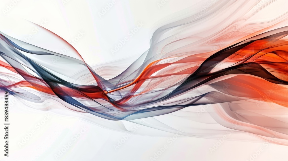 Poster dynamic light and energy creating abstract forms on a white background