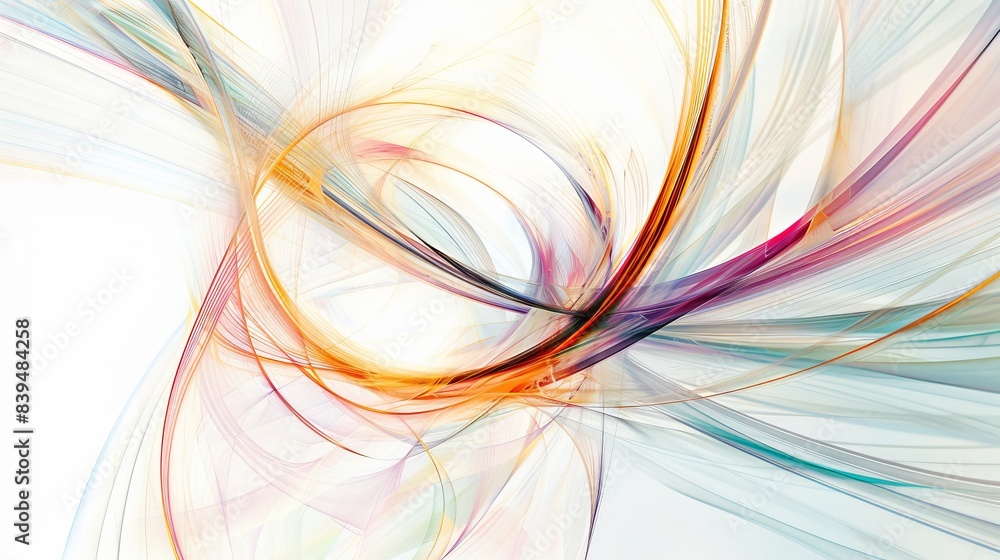 Poster light and energy lines creating a sense of motion on a white background