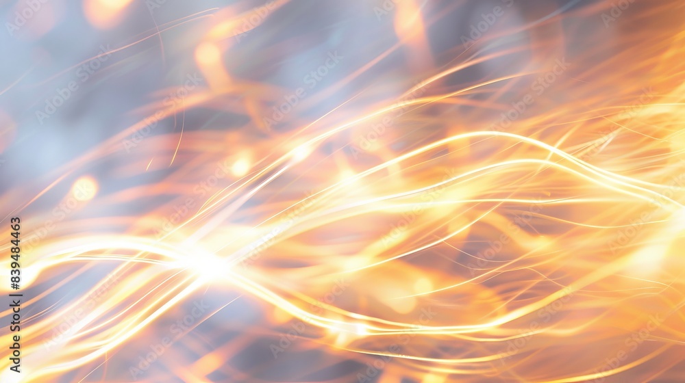 Poster luminous and dynamic light streaks on a white background