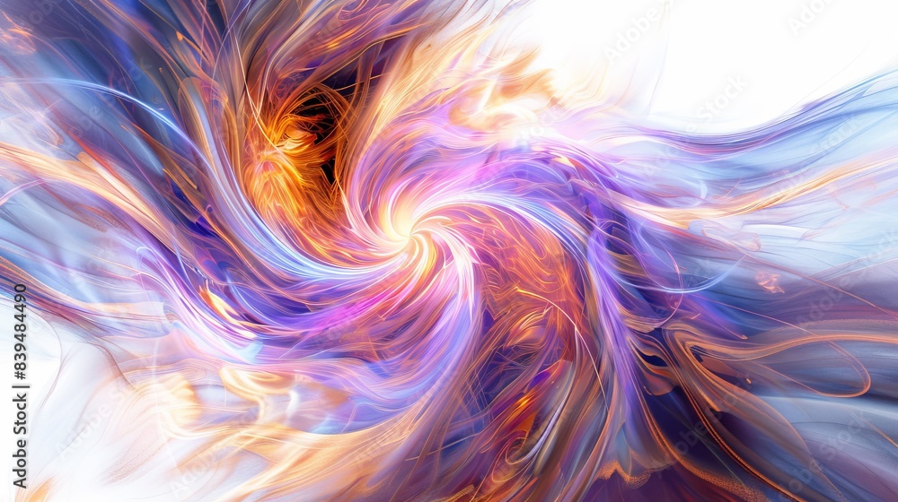 Poster luminous energy swirls creating a sense of depth on a white background