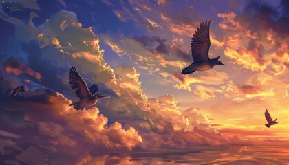 Obraz premium Majestic Flight: The Beauty of Birds in the Sky