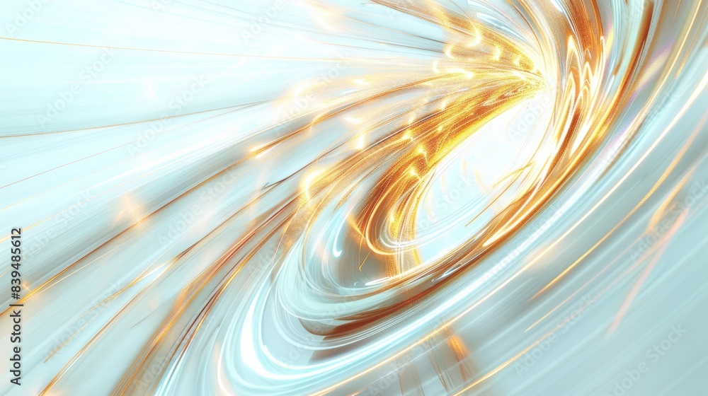 Poster swirling light energy creating a vortex effect on a white background