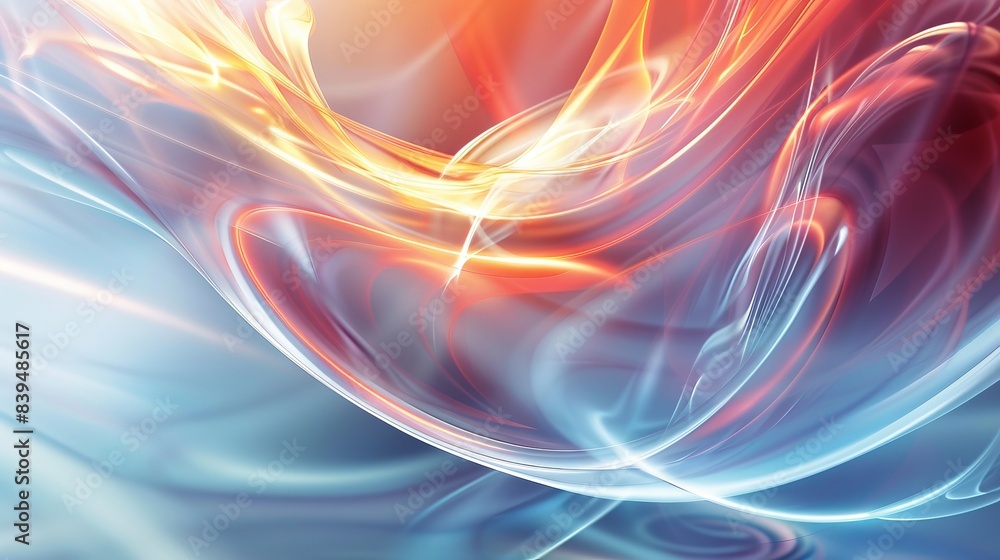 Poster swirling light energy creating a vortex effect on a white background