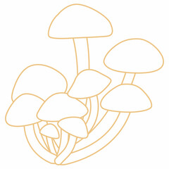 Honey mushrooms grow in the forest in autumn.