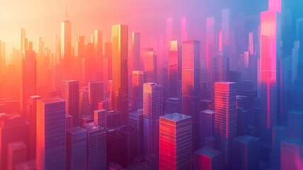 Fototapeta premium Abstract Cityscape with Vibrant Colors and Modern Design