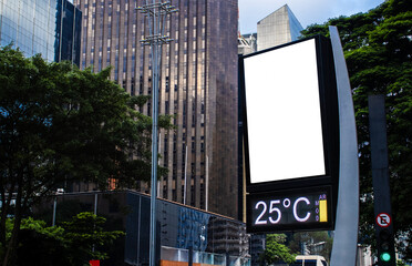 Billboard blank mock up in the city of Sao Paulo. Use this photo day mockup for your outdoor design.