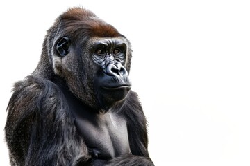 Obraz premium Gorilla on a white background. Primates, smart look.