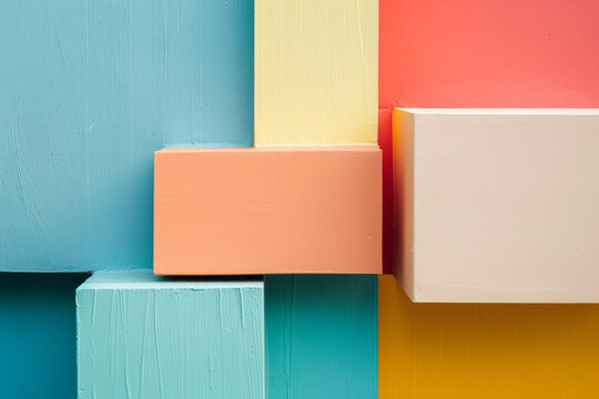 Abstract composition of color blocks with a minimalist approach and harmonious colors.