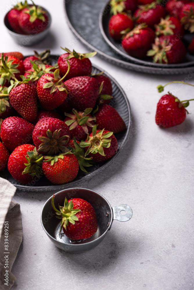 Wall mural Fresh ripe sweet strawberry on table