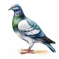 Fototapeta premium Photo of Common Backyard Birds is Pigeon, Watercolor Clipart style , Isolated on white background