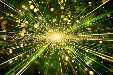 Speeding through a galactic vortex in dark green aura, embodying energy and power, fuse technology and fantasy in a futuristic sci-fi scene