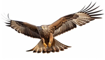 Graceful Black Kite Soaring Alone on a White Canvas -- A Captivating Image in 7:4 Aspect Ratio