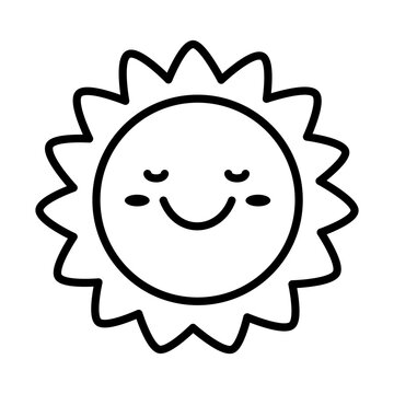 recommend clip art: Happy sun line icon. Cartoon cute sun character. Smiling summer sunshine.