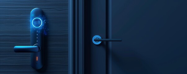 Obraz premium Clean, abstract illustration of a smart door lock.