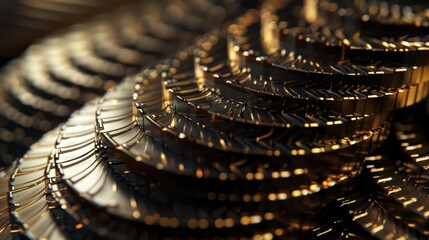 Shiny coins stacked in a spiral pattern, symbolizing progressive financial growth and innovative saving strategies
