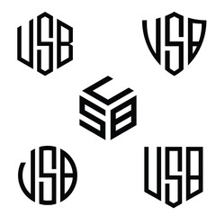 USB letter mark logo in polygon shape, Vector design