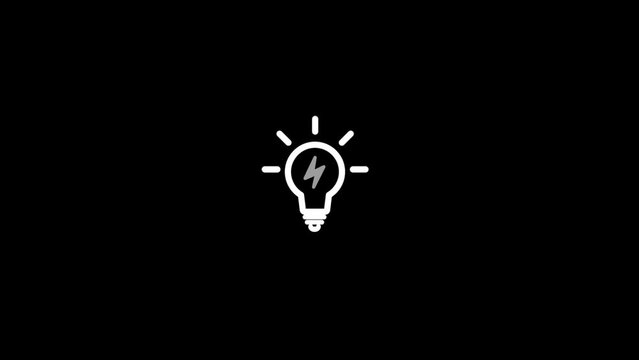 flat line lamp, light, idea icon Animation . Logo element concept