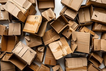 Close-up of stacked cardboard boxes on table