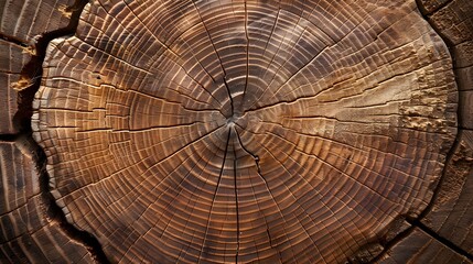 Fototapeta premium The detailed texture of a plant's bark, showcasing the rings and patterns of its growth history.