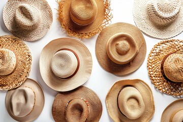 Close-up wall hats white background