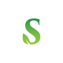 logo letter S leaf shaping with green color