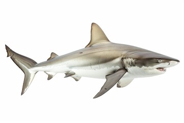 Shark on white background isolated. Sea predator. Deadly imminent danger.