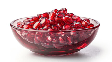 A bowl of red fruit with a white background