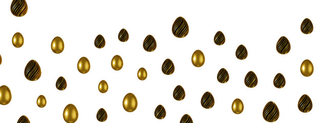 Easter eggs collection. White and gold 3d elegant design elements.