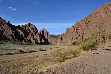 natural landscape of ravine with red hills, desert
