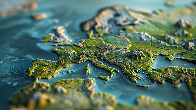 3D topographic map of Europe