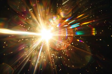 Naklejka premium scattering of light rays in space dur to star or sun burst