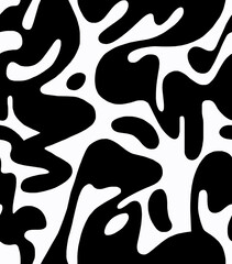 A drawing of black spots similar to zebra coloring on a white background.Seamless pattern.
