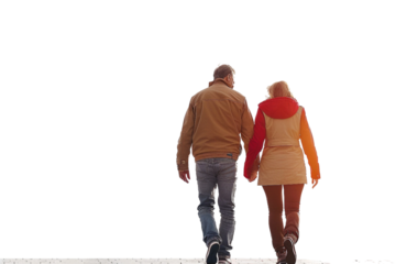 Loving Pair Taking a Walk Isolated on Transparent Background