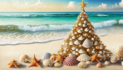 christmas tree on the beach